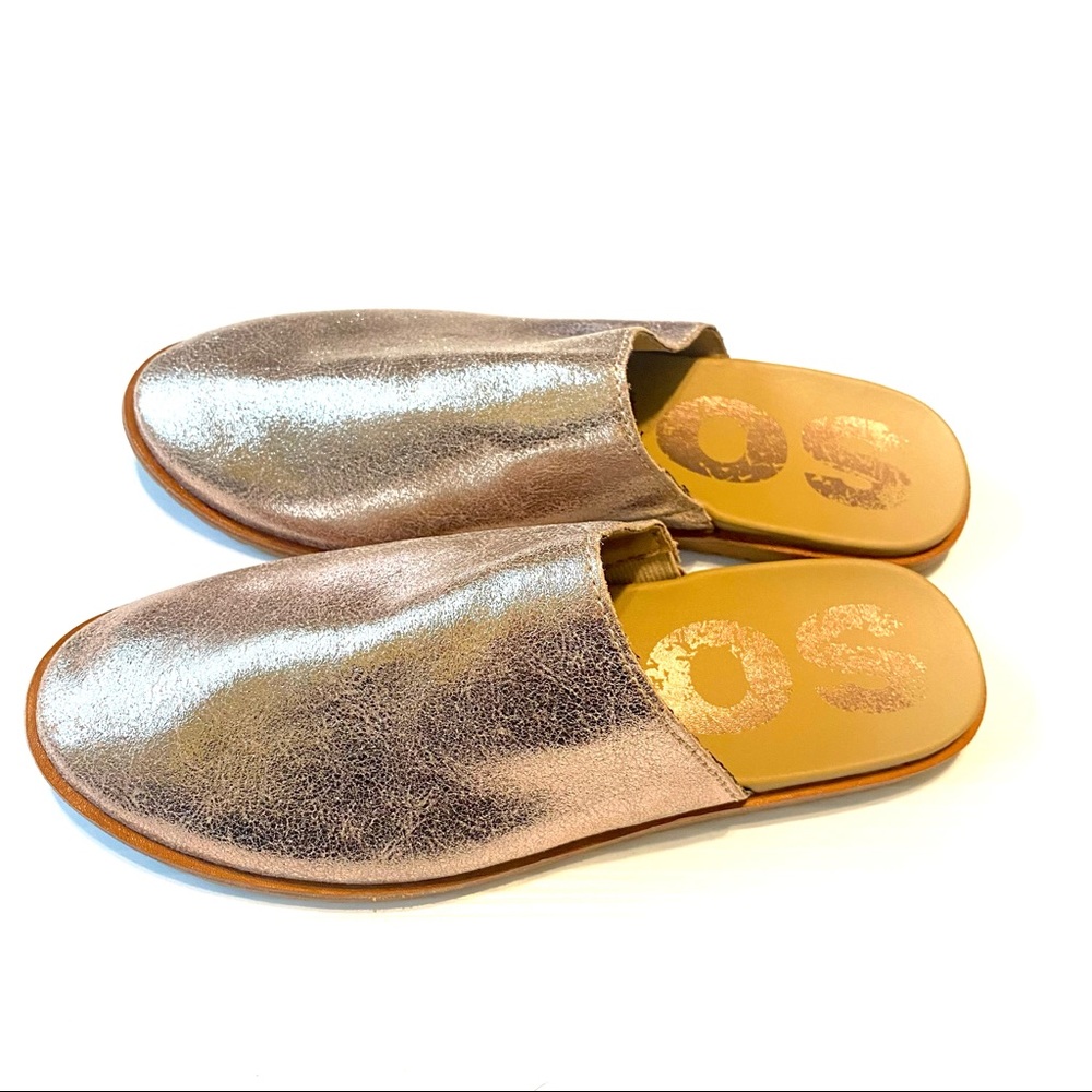 Sorel rose gold metallic Ella mule slip on flat shoes